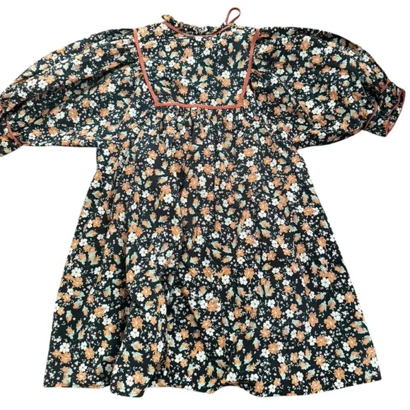 Entro Floral Dark Green Dress, Size Medium, Lined Dress - Picture 3 of 6